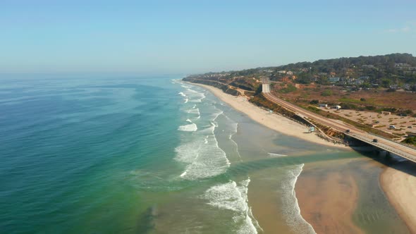 Aerial View of the Coastline Beach in San Diego in California By the Pacific