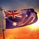 Australia Flag Backlit At Beautiful Sunrise Loop Slow Motion - VideoHive Item for Sale