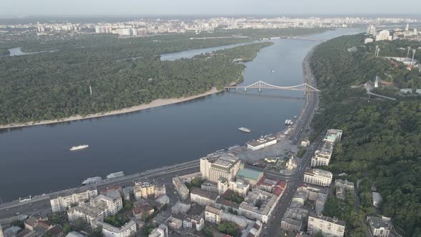 View of Kyiv From Above. Ukraine. Aerial View, Gray, Flat