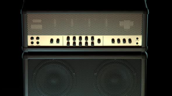 Close-up Of Amplifier or Amp Stack Head Controller. Music, stage equipment