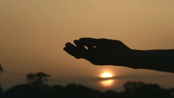 Man Holding Girlfriend's Hand at Sunset, Romantic Date, Tenderness, Connection