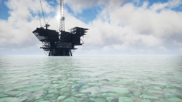 Large Pacific Ocean Offshore Oil Rig Drilling Platform alt