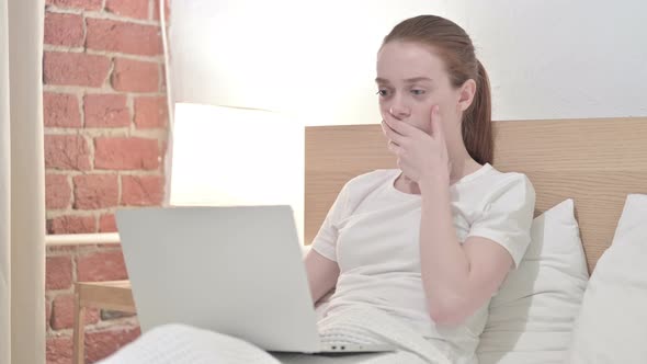 Hardworking Redhead Young Woman Having Failure on Laptop 