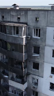 Vertical Video of a Destroyed Building in Borodyanka Ukraine