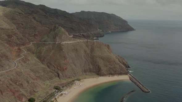 Aerial survey above the Atlantic Ocean in Tenerife, Canary islands