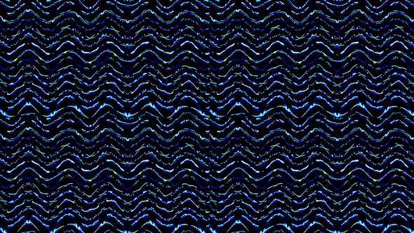 shining bright lines set blue wave motion, colorful, on black background alt