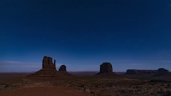 Milky Way Start Galaxy Time Lapse Over Monument Valley Nature Park  USA