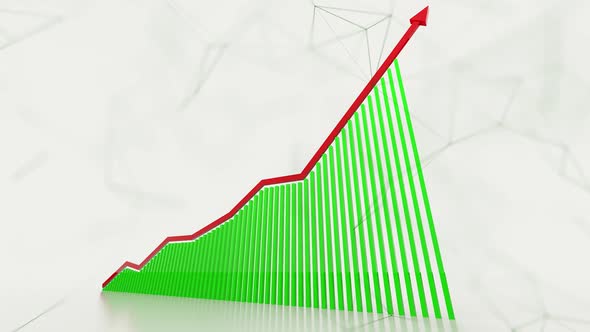 3D Animation Of Rising Bar Graph Following The Arrow Hd