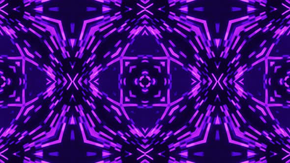 Abstract symmetrical pattern with neon glowing lines. Modern vj loop party background