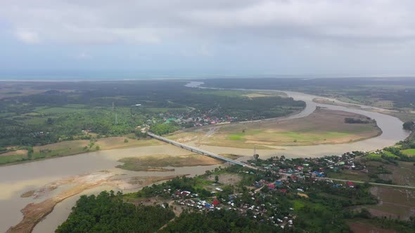 River Town on Luzon Island, Philippines, Aerial View