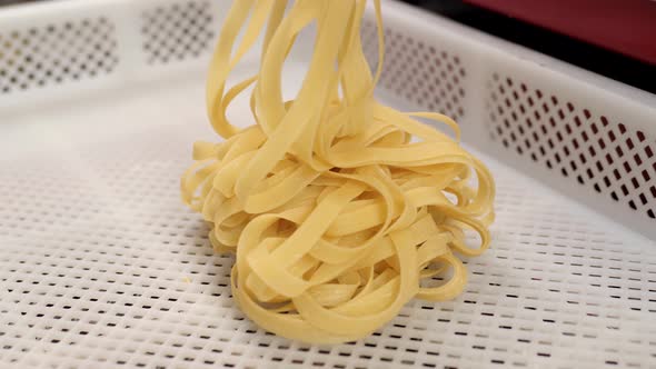 Automated Food Factory Make Fresh Pasta Chef in Modern Restaurant Prepare Pasta Spaghetti