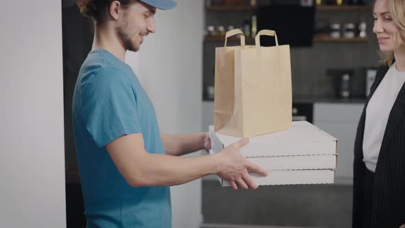 A Young Delivery Man Brought Food Home