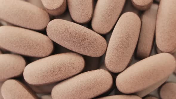 Rotation of Medical Pills Close Up