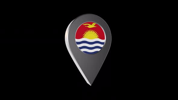 3d Animation Map Navigation Pointer With Kiribati Flag With Alpha Channel  - 2K