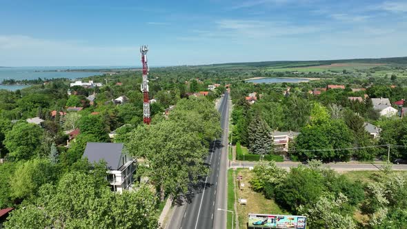 Aerial view of Lake Balaton in Balatonfoldvar, Hungary