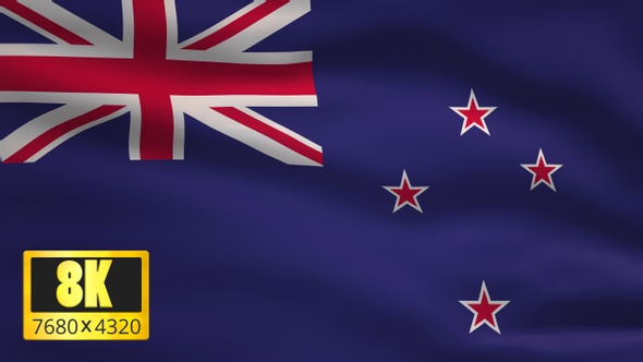 8K New Zealand Windy Flag Background