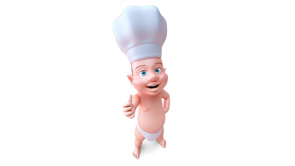 Fun 3D cartoon of a baby chef