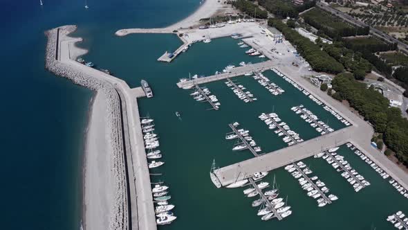 aerial view of port for small boats