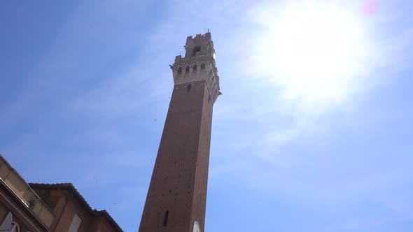 Tower of Mangia in the village of Siena, Tuscany, Italy, Europe.