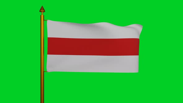 National flag of Belarus waving with flagpole on chroma key, democratic Belarusian Peoples Republic