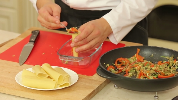 Cannelloni Stuffed With Vegetable Mix