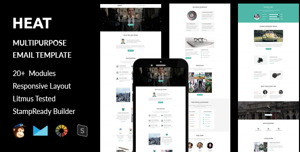 Heat - Multipurpose Responsive Email Template + Stampready Builder