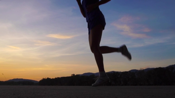 Woman Warm Up Before Training At Sunset, 