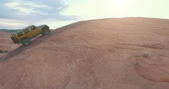 Driving in Goblin Valley State Park in Southern Utah. Aerial . May 2016