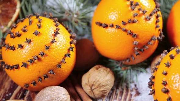 Dried Orange Slices And Oranges With Cloves