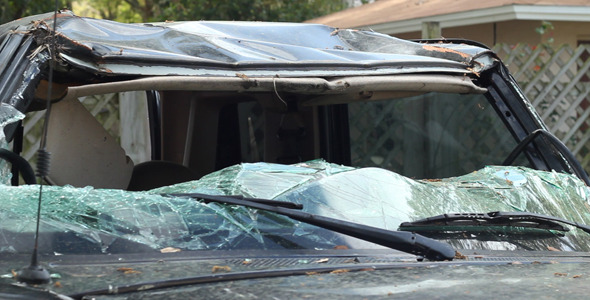 Wrecked Truck Windshield