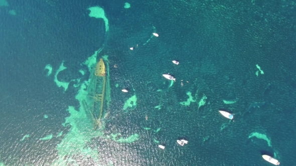 Aerial View Of The Sunken Ship Near The Island Dugi Otok