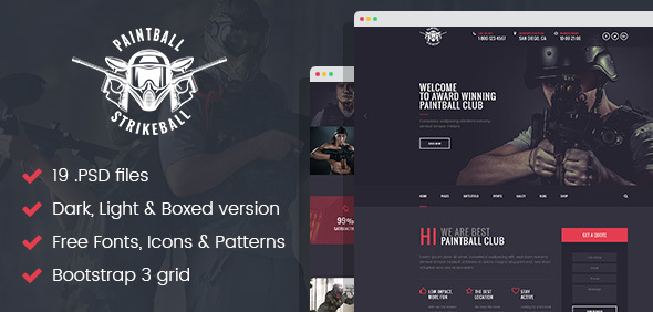 Paintball & Strikeball Club - Premium PSD template