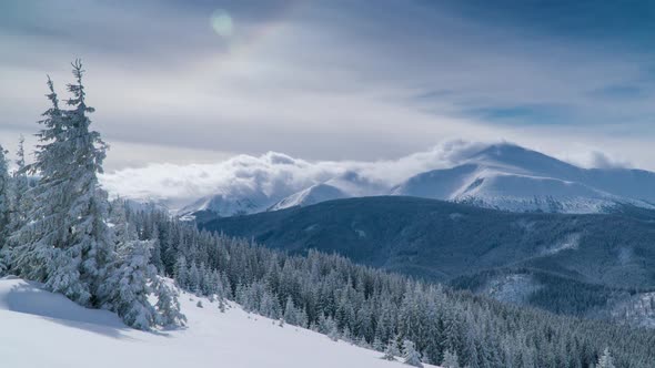 Time Lapse of Flowing Clouds on the Sky in Winter