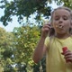 Cute Caucasian Girl Blowing Soap Bubbles in Park, Child Having Fun Outdoors - VideoHive Item for Sale