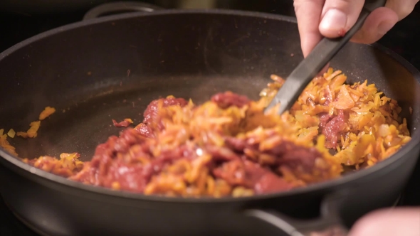 Frying Vegetables With Tomato Paste