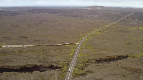 Volcanic Landscape Surrounding this Highway in Iceland