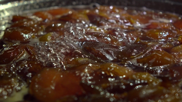 Boiling Homemade Jam In Big Pan