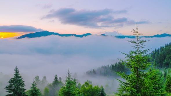 Sunrise in Carpathian Mountains.