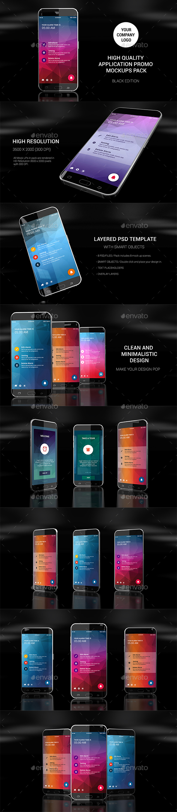 App Promo MockUps Pack (Black Edition)