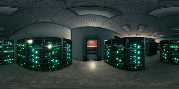 VR360 Network Server Room with Computers for Digital Tv Ip Communications