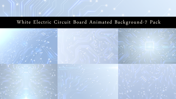 White Electric Circuit Board Animated Background-7 Pack alt