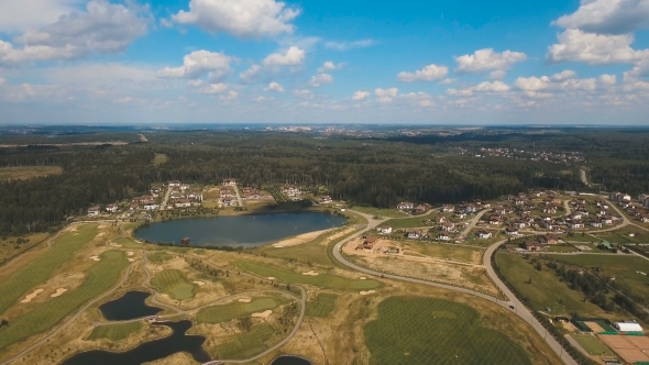 Aerial View Of Golf Course And Water