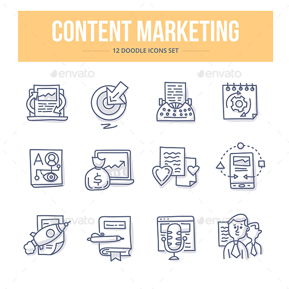 Content Marketing Doodle Icons