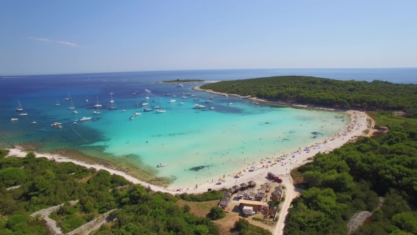 Aerial View Of Beautiful Sandy Beach Sakarun