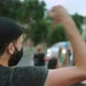 Masked People on Anti Covid Restriction March Picket Activist Guy Wave Arm Fist - VideoHive Item for Sale