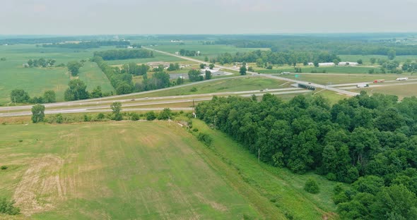 Panorama Aerial View of Highway Road Junction From the Height Drone