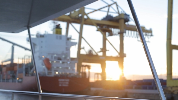 Port Infrastructure In Barcelona At Sunset alt