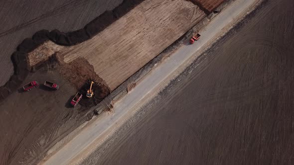 Aerial View of Highway Construction for Development of Infrastructure