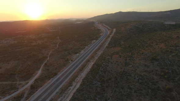 Aerial View Of The Motorway Split-Zagreb