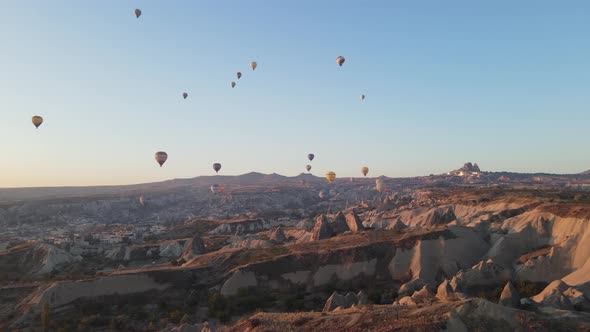 Cappadocia, Turkey : Balloons in the Sky. Aerial View